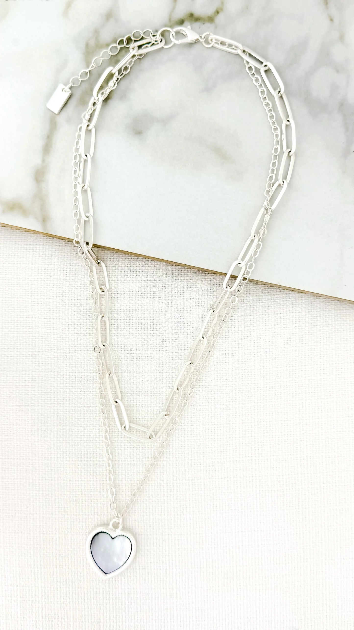 Envy Short Silver Double Layer Necklace