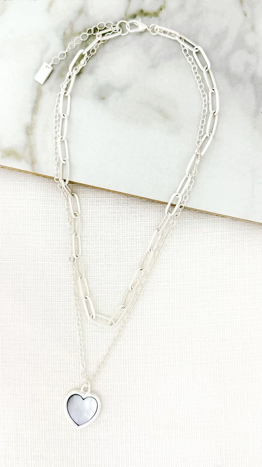 Envy Short Silver Double Layer Necklace