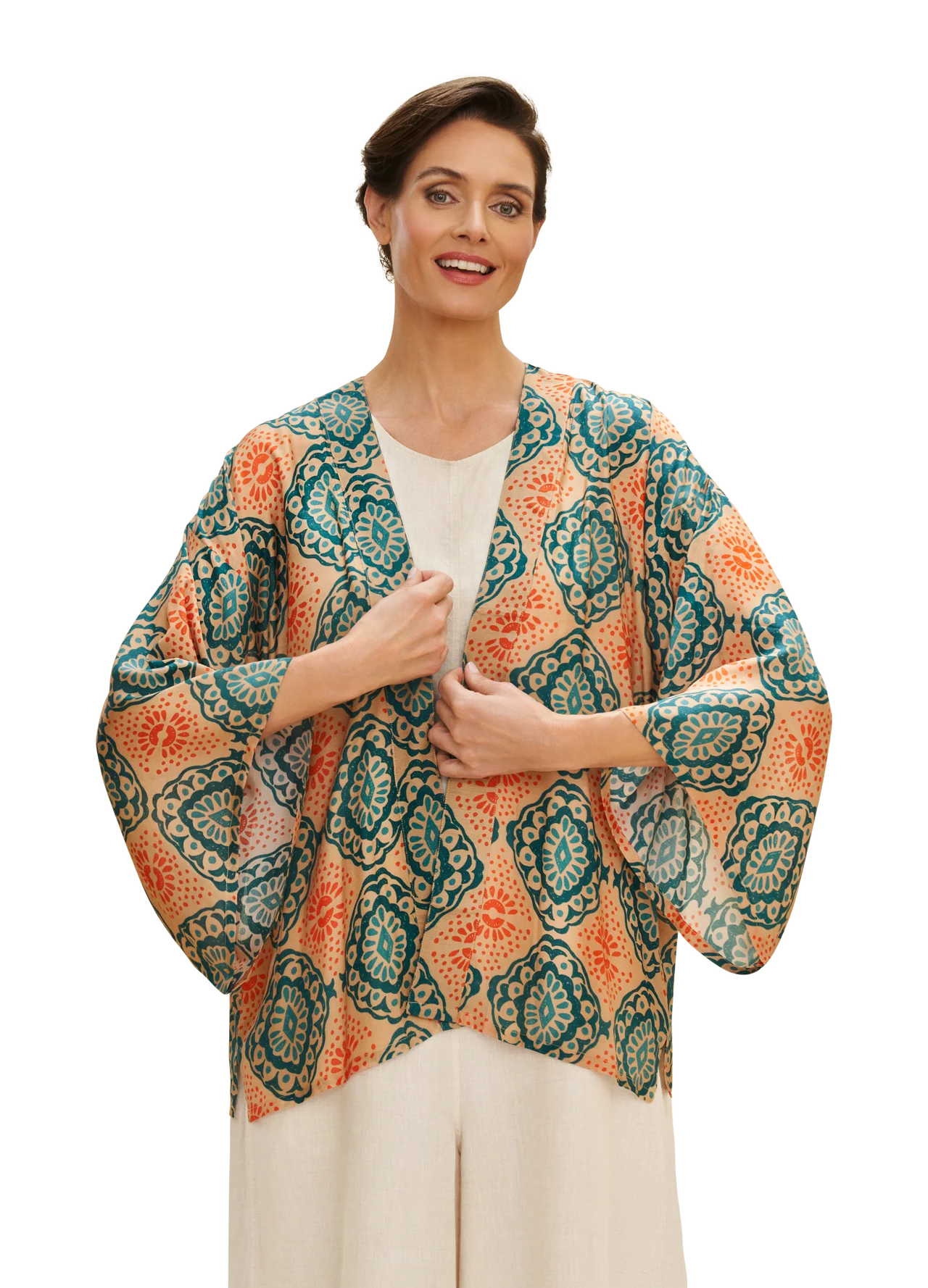 Cream Batik Kimono Jacket