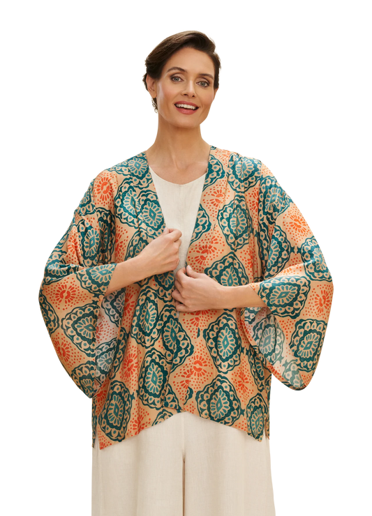 Cream Batik Kimono Jacket