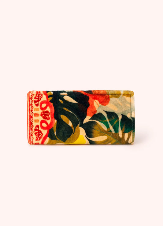 Velvet Sunglasses Pouch Exotic Leaves Design