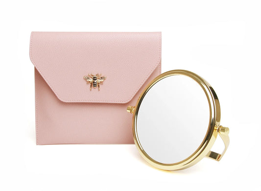 Bee Magnifying Travel Mirror Pink