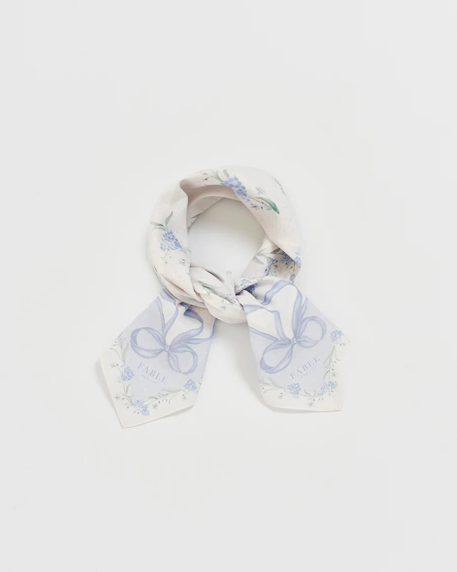 Fable Pastel Blue Bow & Floral Scarf