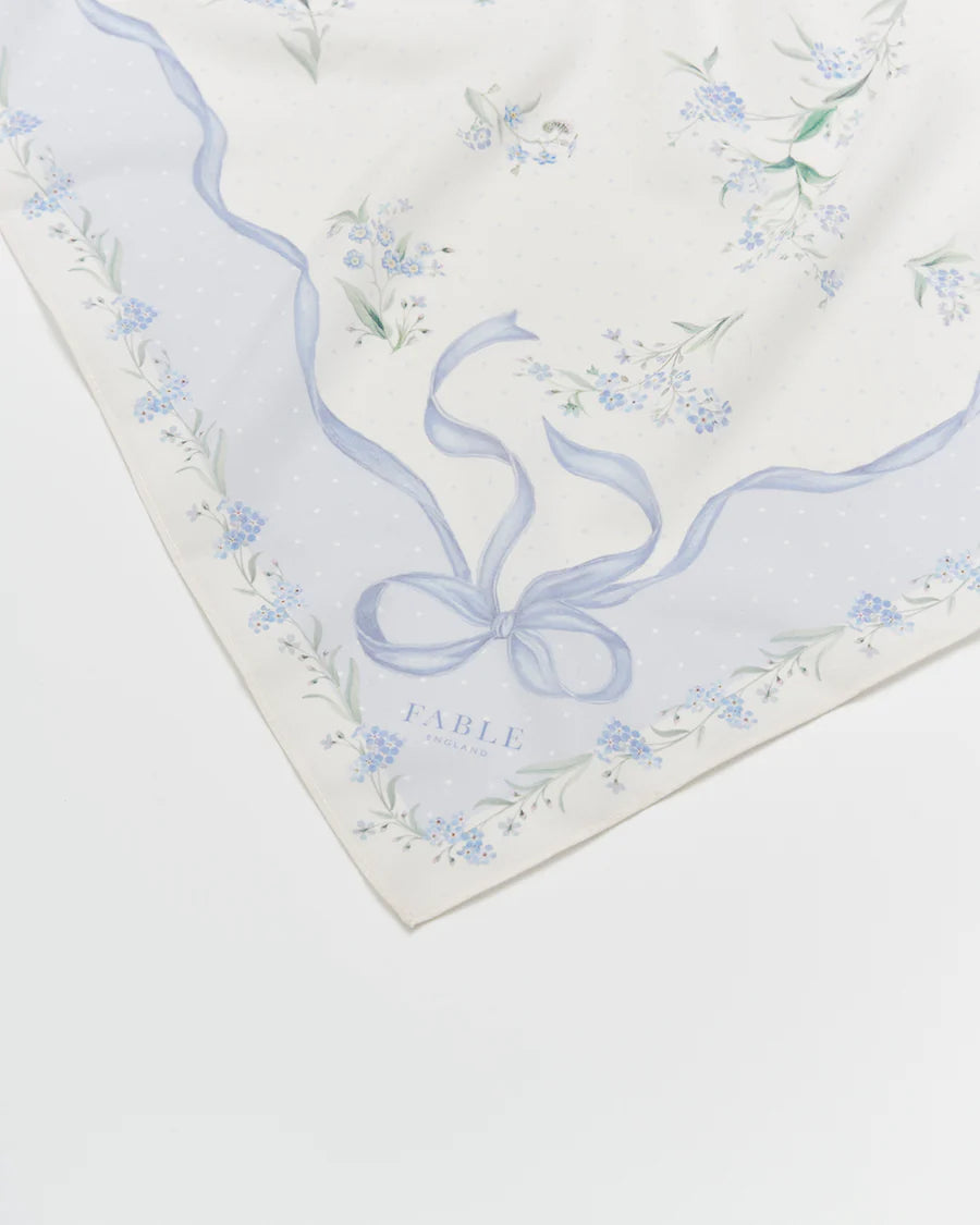 Fable Pastel Blue Bow & Floral Scarf