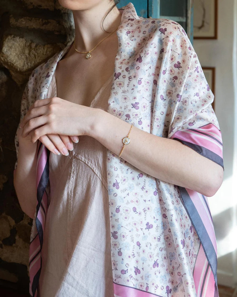Fable Deco Blooms Silky Cream Scarf