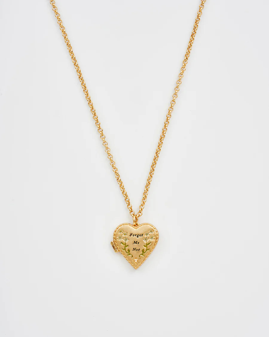 Fable Gold Floral Heart Locket Necklace