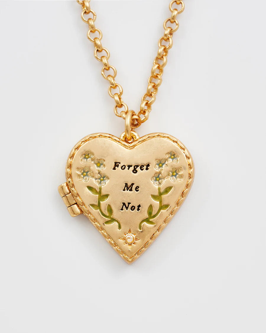 Fable Gold Floral Heart Locket Necklace