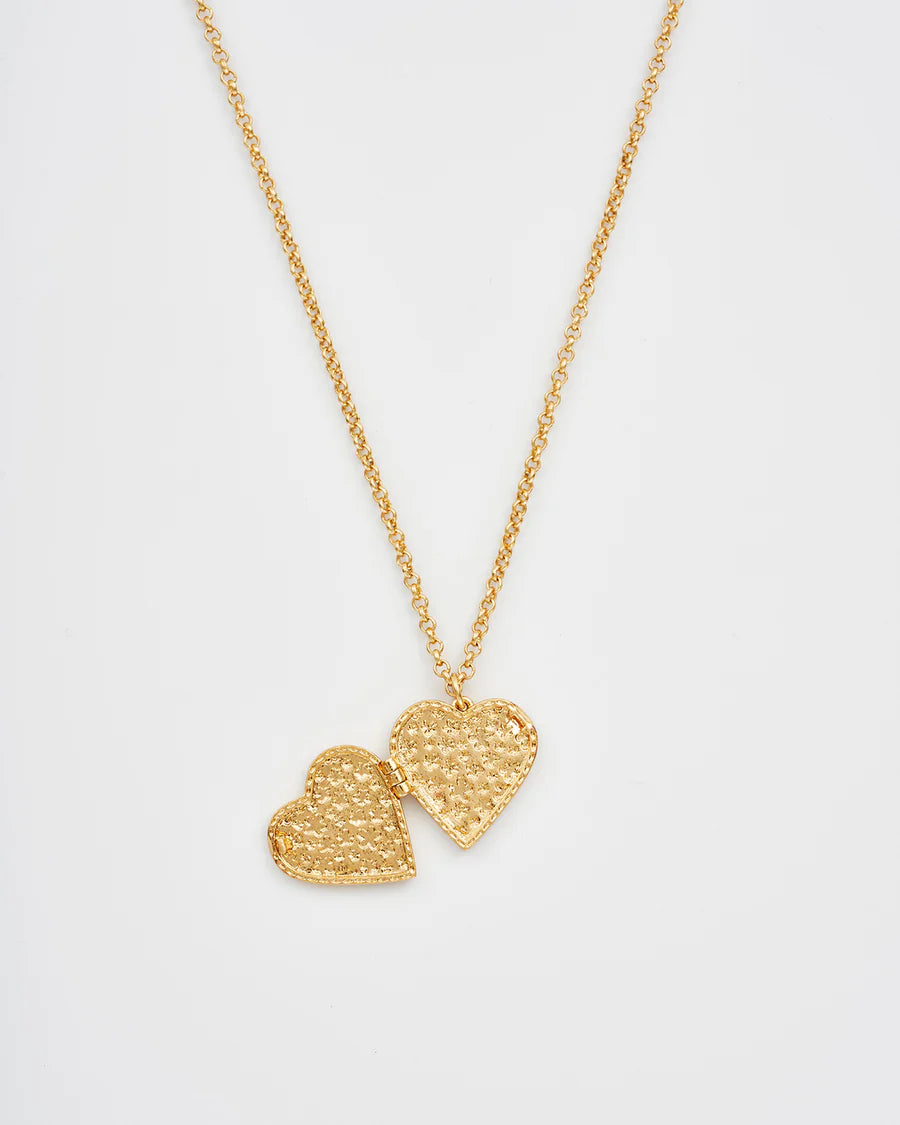 Fable Gold Floral Heart Locket Necklace