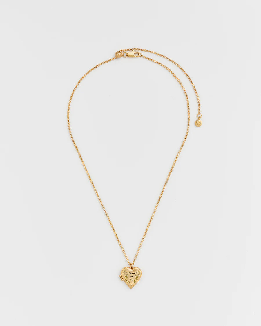 Fable Gold Floral Heart Locket Necklace
