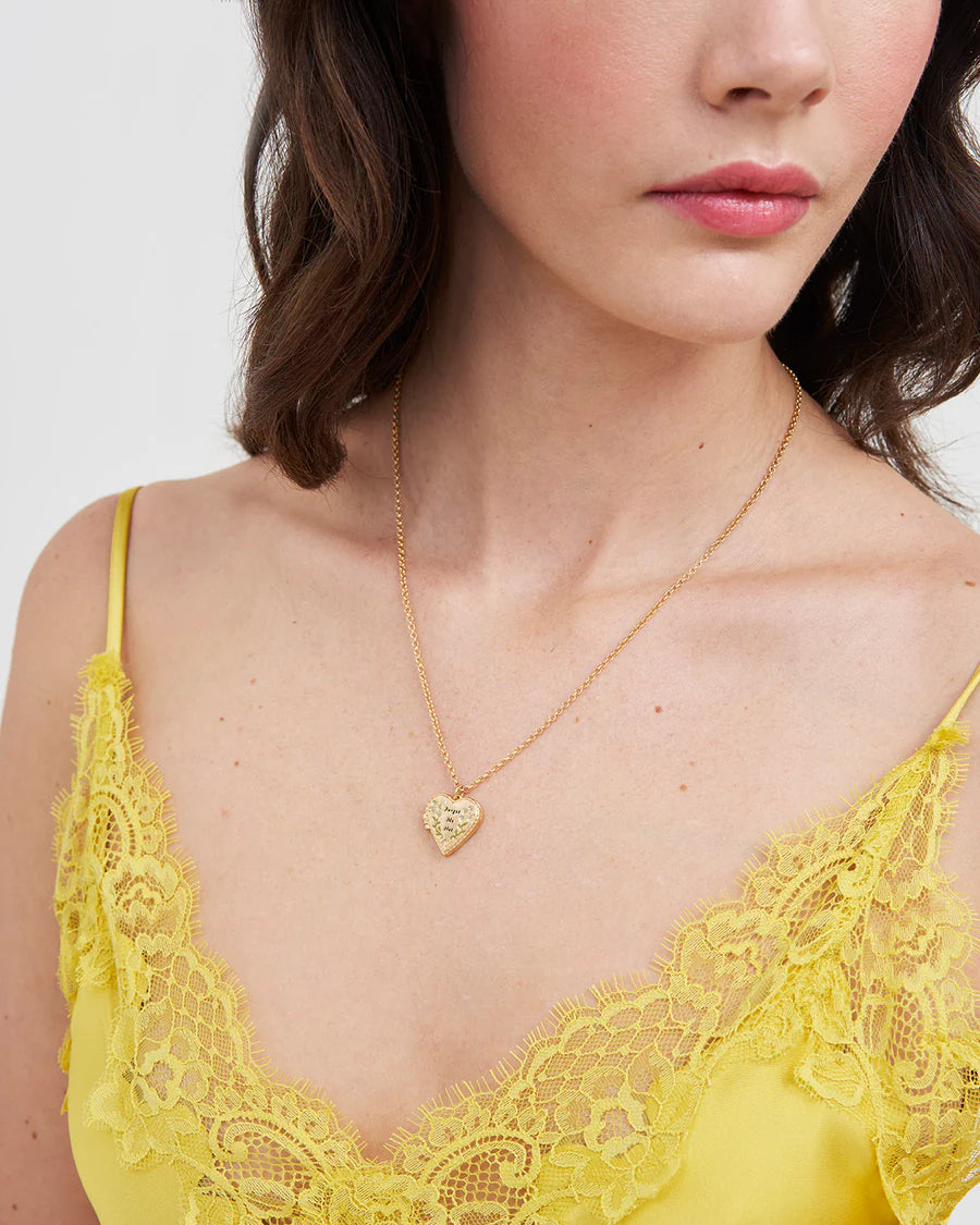Fable Gold Floral Heart Locket Necklace