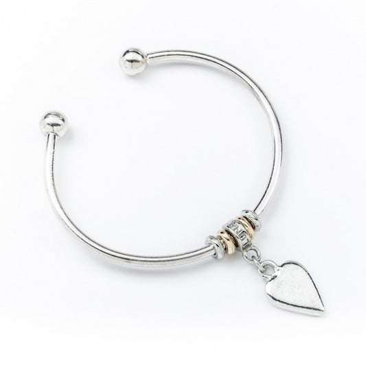Luna London Gold and Pewter Heart Bangle