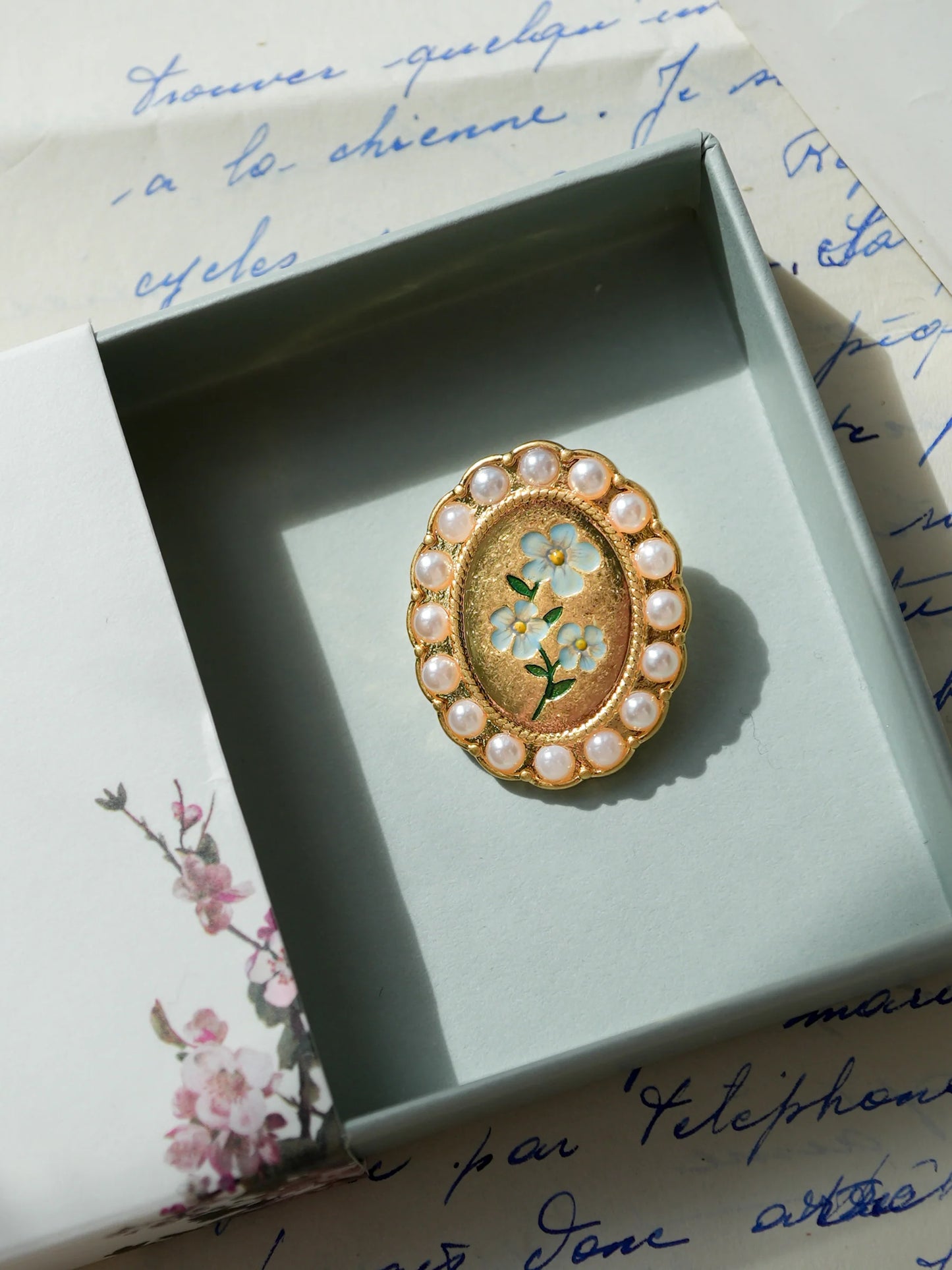 Fable Forget Me Not Gold Broach