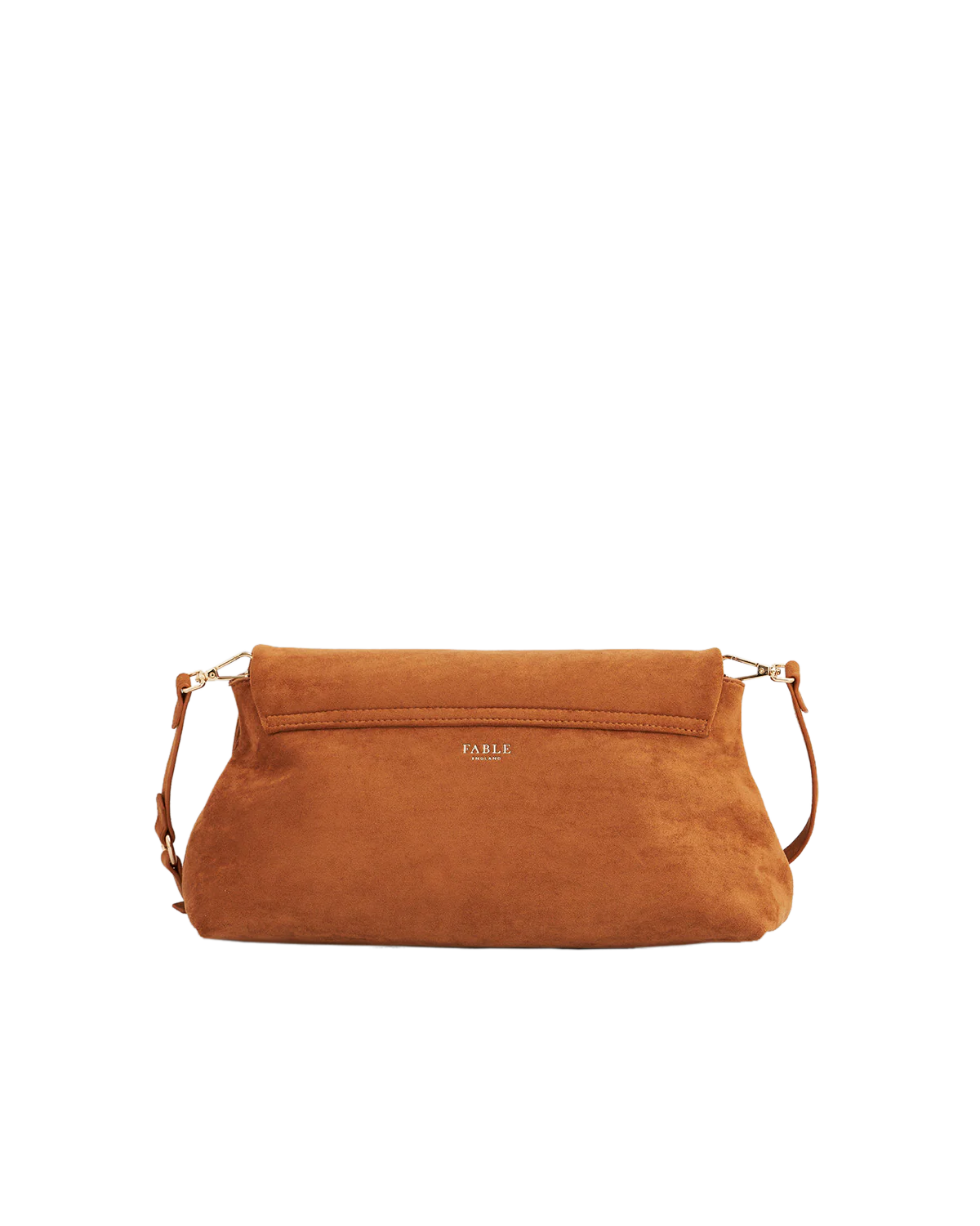 Fable Floral Embroidered Faux Suede Saddle Bag Tan