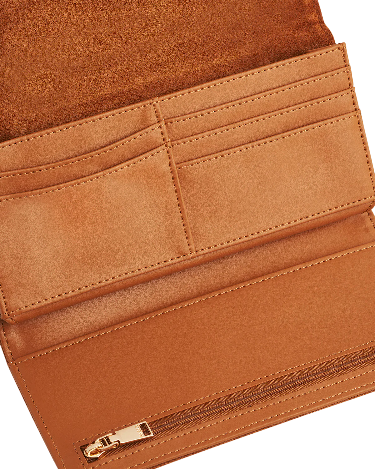 Fable Floral Embroidered Faux Suede Purse Tan