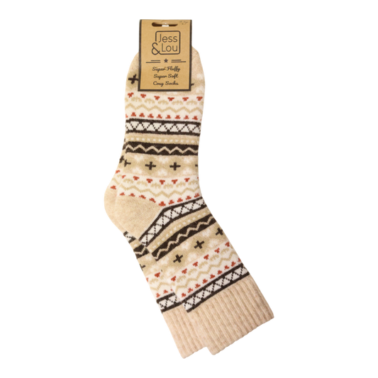 Beige Nordic Cosy Socks