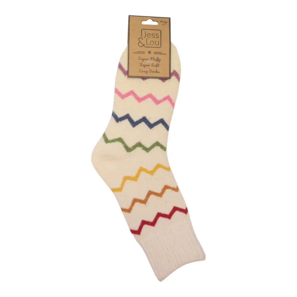 Cream Zigzag Cosy Socks