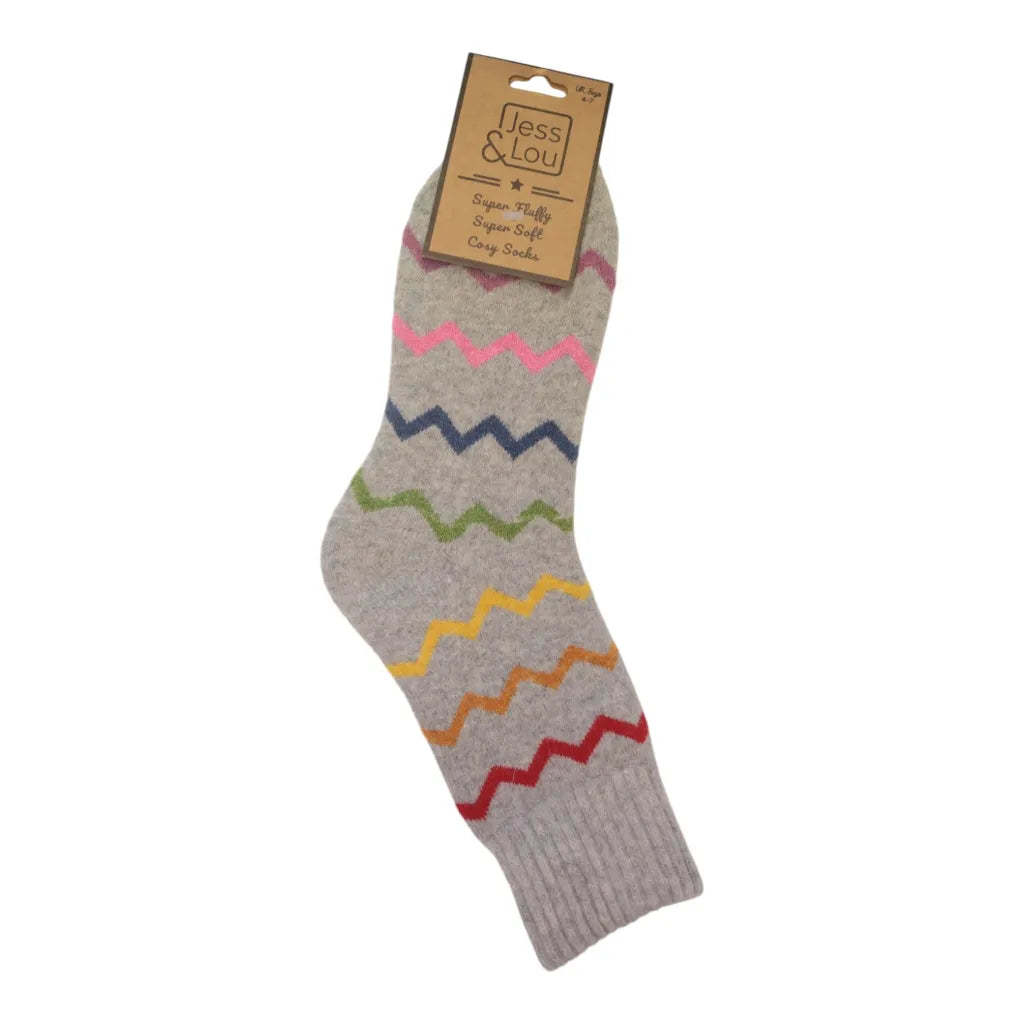 Grey Zigzag Cosy Socks