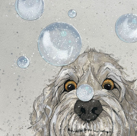 Bubbles Greetings Card By Bev Davies