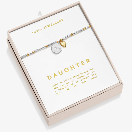 Beautifully Boxed So Loved Daughter Silver and Gold Bracelet