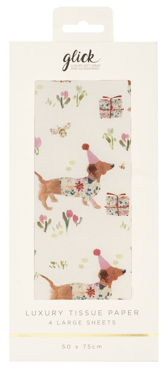 Sausage Dog Tissue Paper Four Sheets