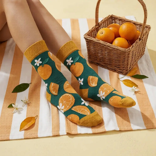 Orange Print Ladies Eco Socks
