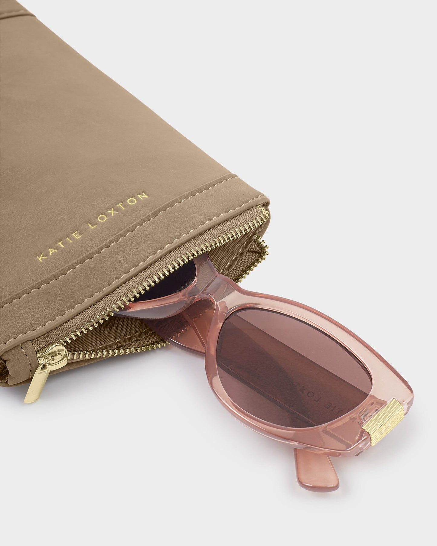 Duo Suedette Sunglasses Case Taupe