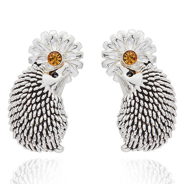 Fox Under The Moon Friendship Hedgehog Earrings
