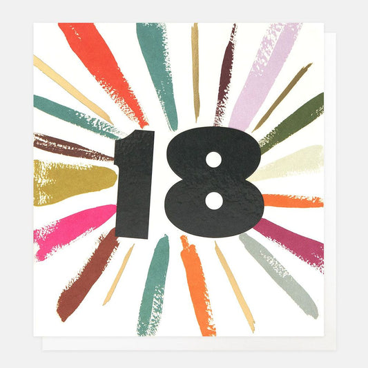 18th Birthday Colour Burst Greetings Card