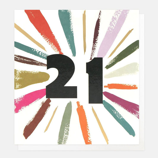 21st Birthday Colour Burst Greetings Card