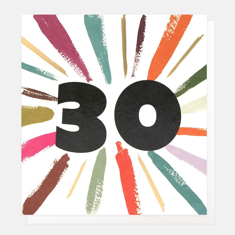 30th Birthday Colour Burst Greetings Card