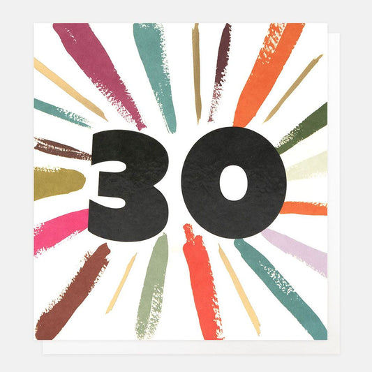 30th Birthday Colour Burst Greetings Card