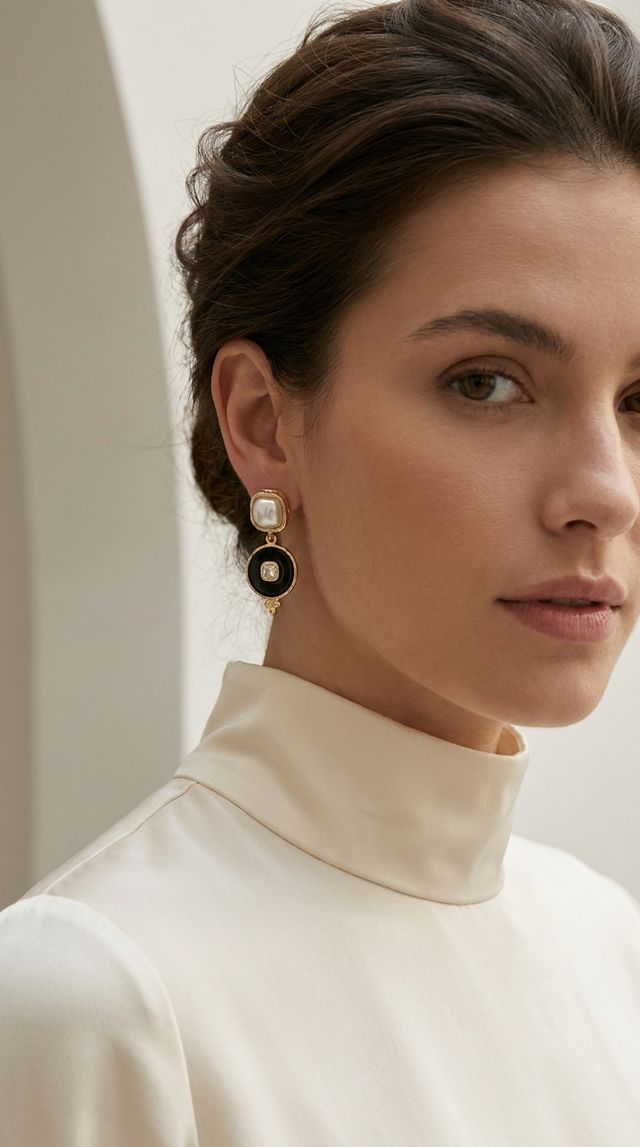 Envy Black & Pearl Drop Earrings Gold
