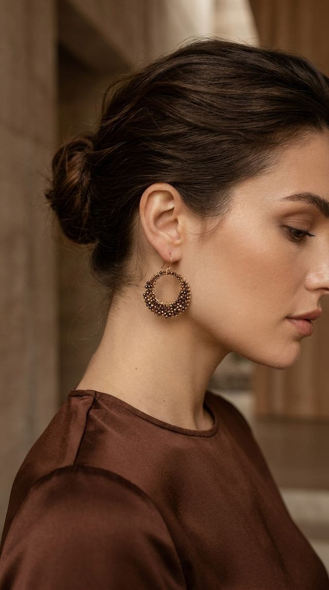 Envy Beaded Hoop Earrings Gold