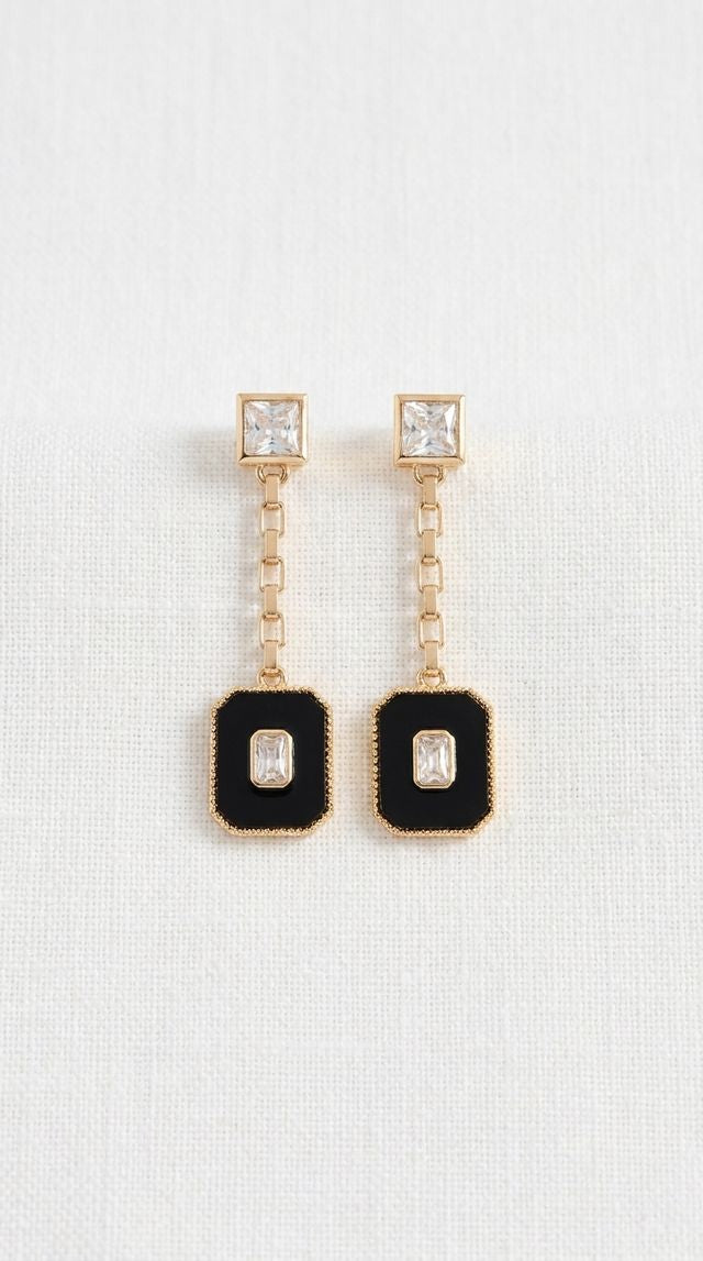 Envy Square Drop Earrings Gold