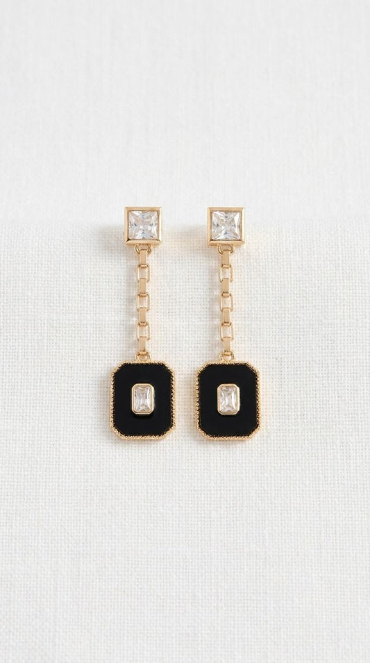Envy Square Drop Earrings Gold