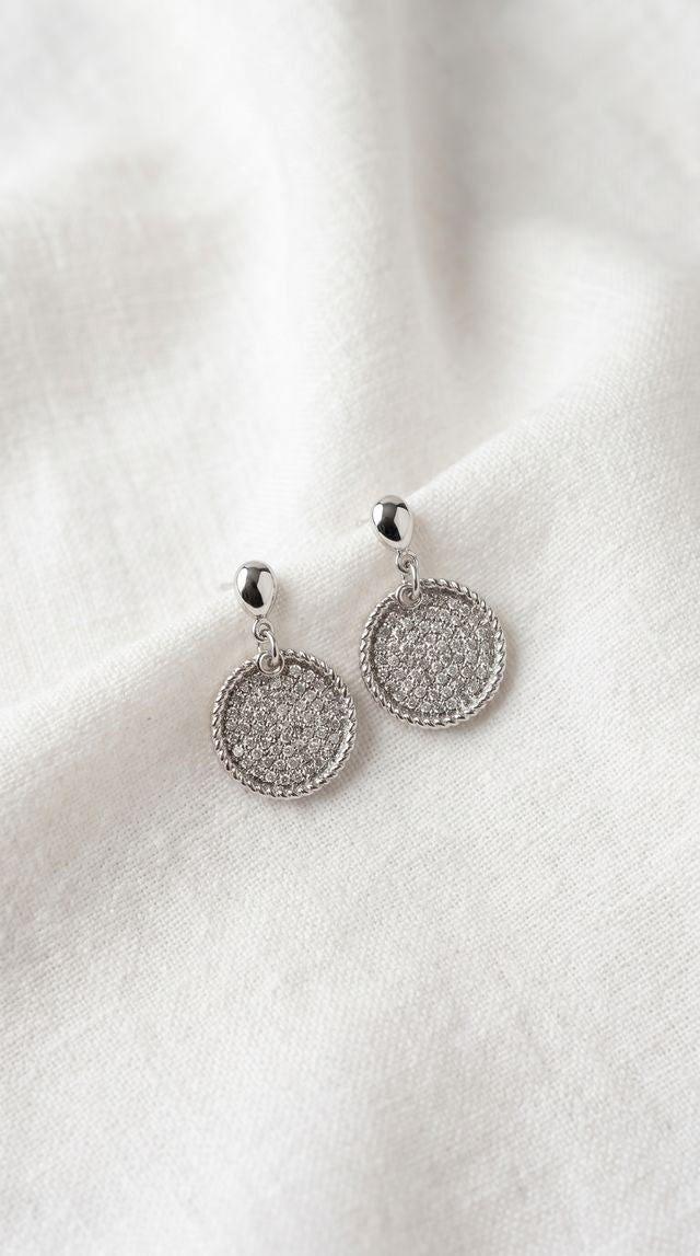 Envy Textured Disc Earrings Silver