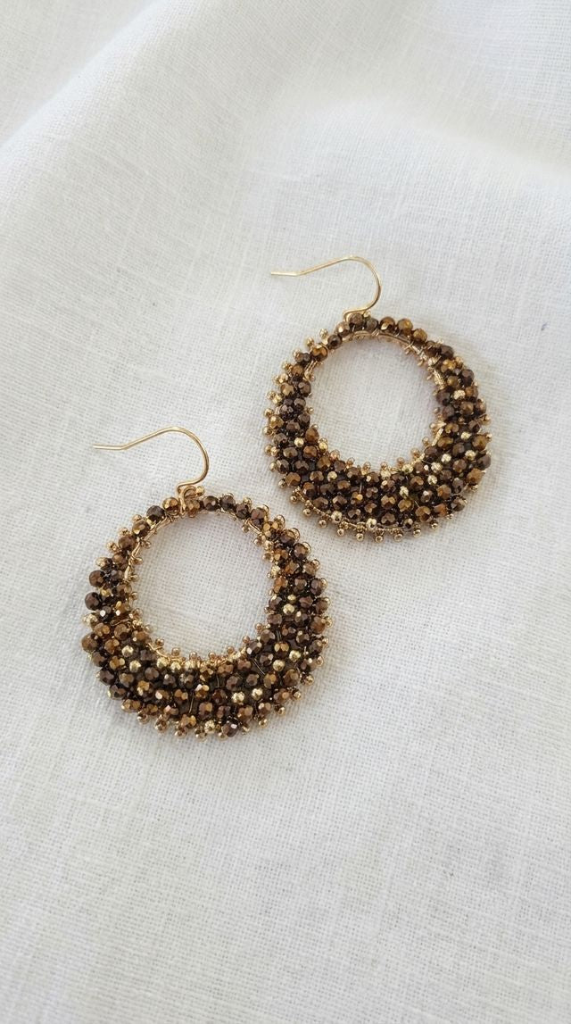Envy Beaded Hoop Earrings Gold