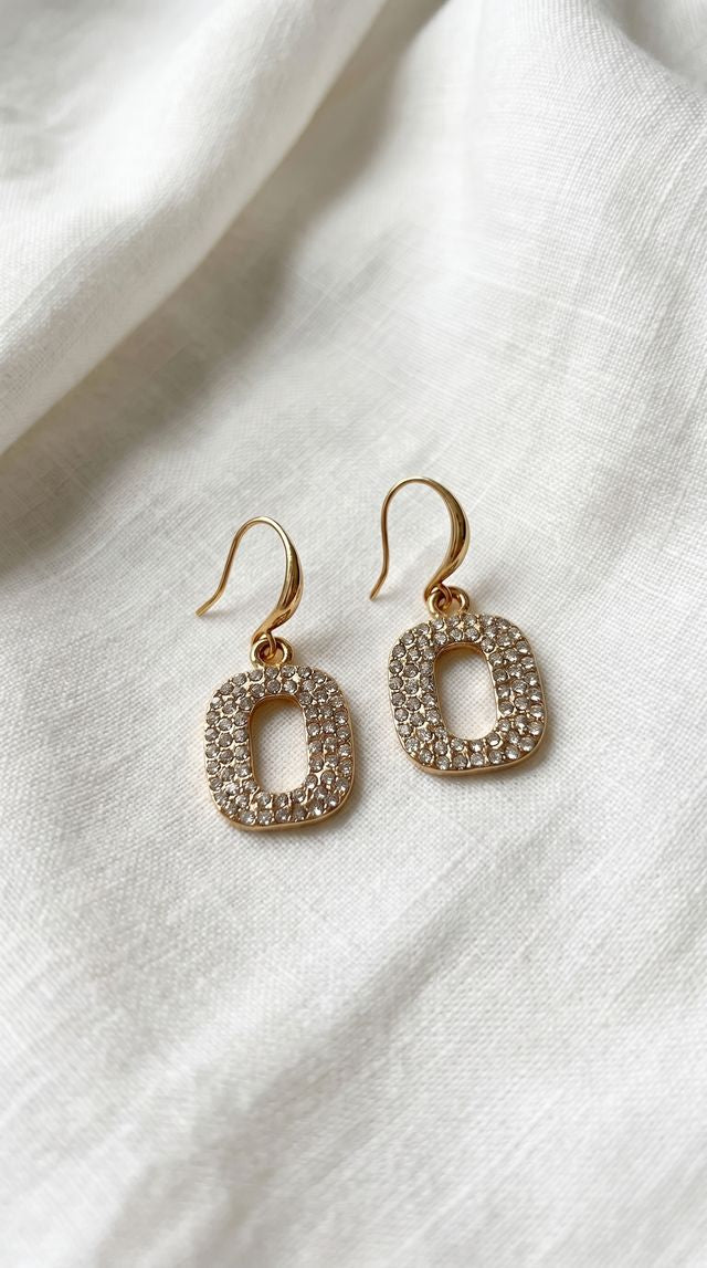 Envy Rectangular Drop Earrings Gold