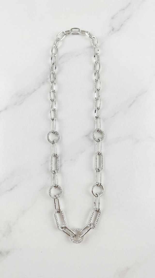 Envy Crystal Link Necklace Silver