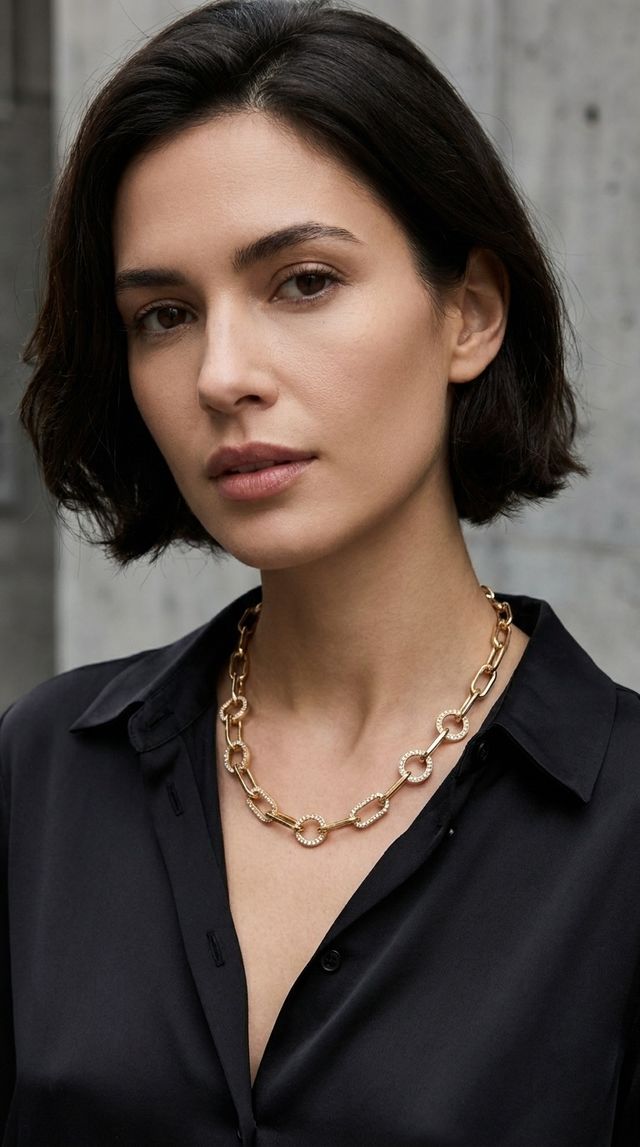 Envy Crystal Link Necklace Gold