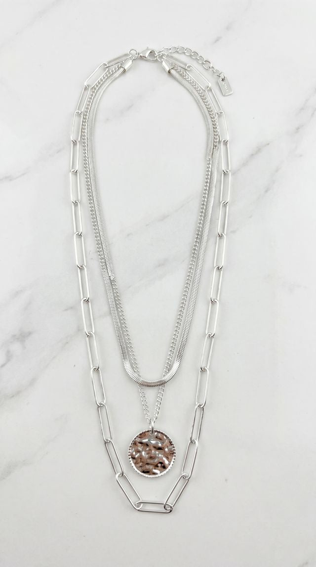 Envy Layered Chain Necklace Silver