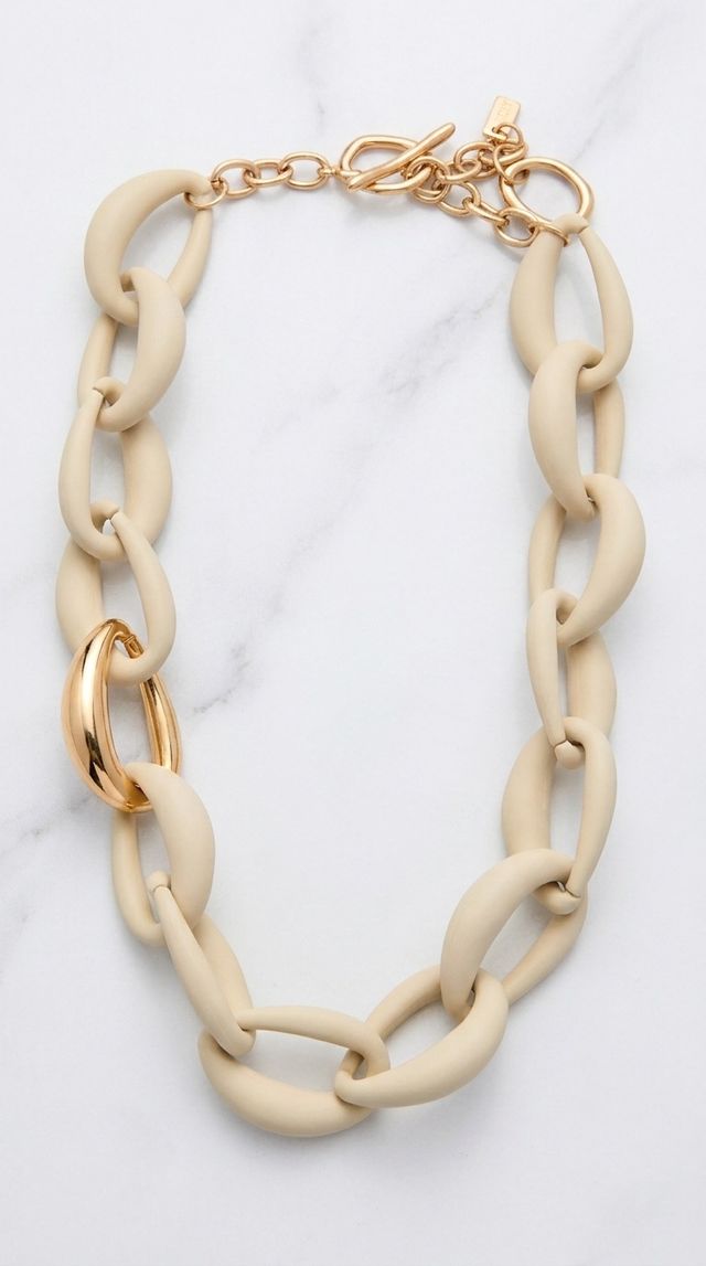 Envy Chunky Link Necklace Cream & Gold
