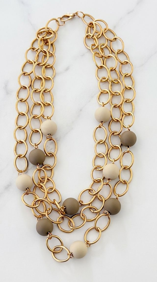 Envy Bead Adorned Layered Necklace Gold