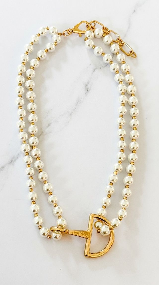 Envy Pearl Layered Necklace Gold & White