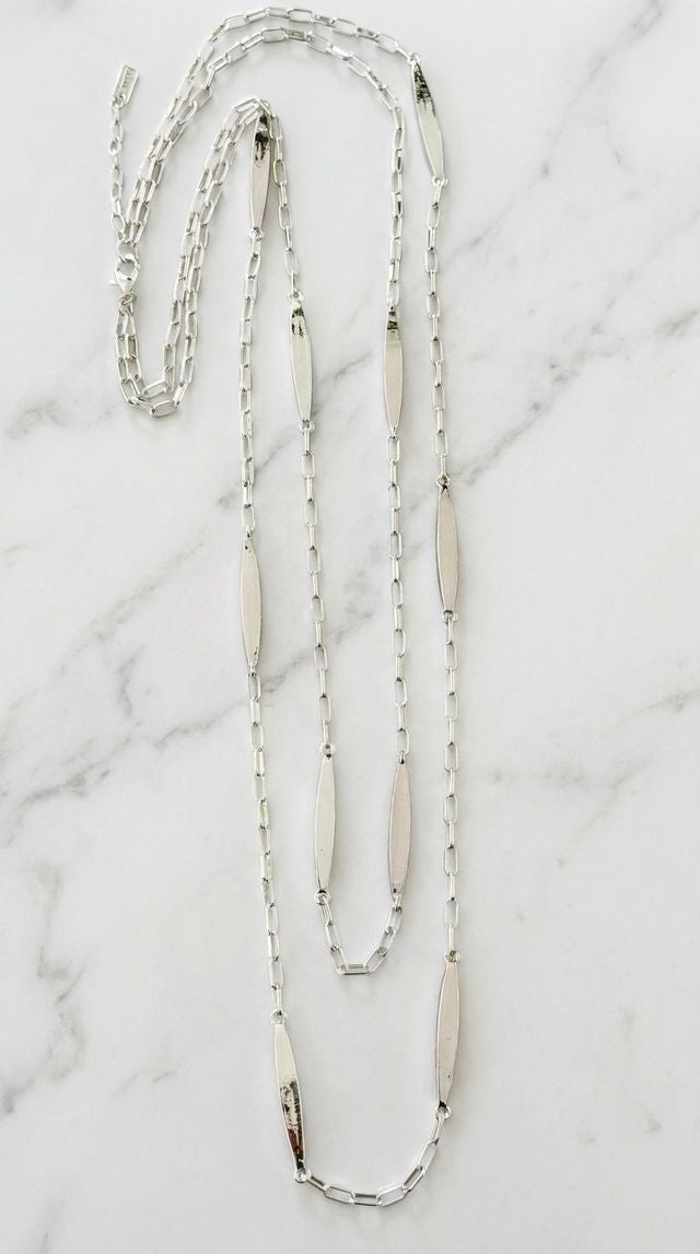 Envy Layered Long Necklace Silver