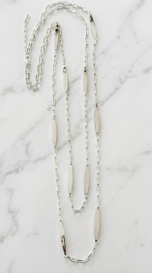 Envy Layered Long Necklace Silver