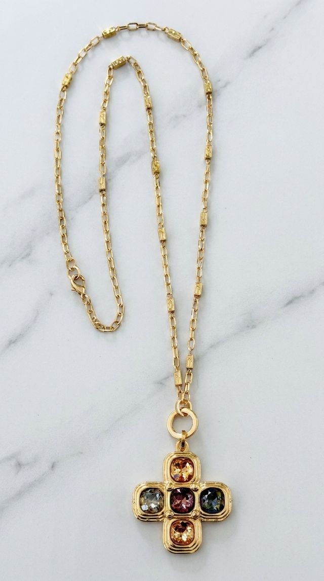 Envy Multicoloured Pendant Long Necklace Gold