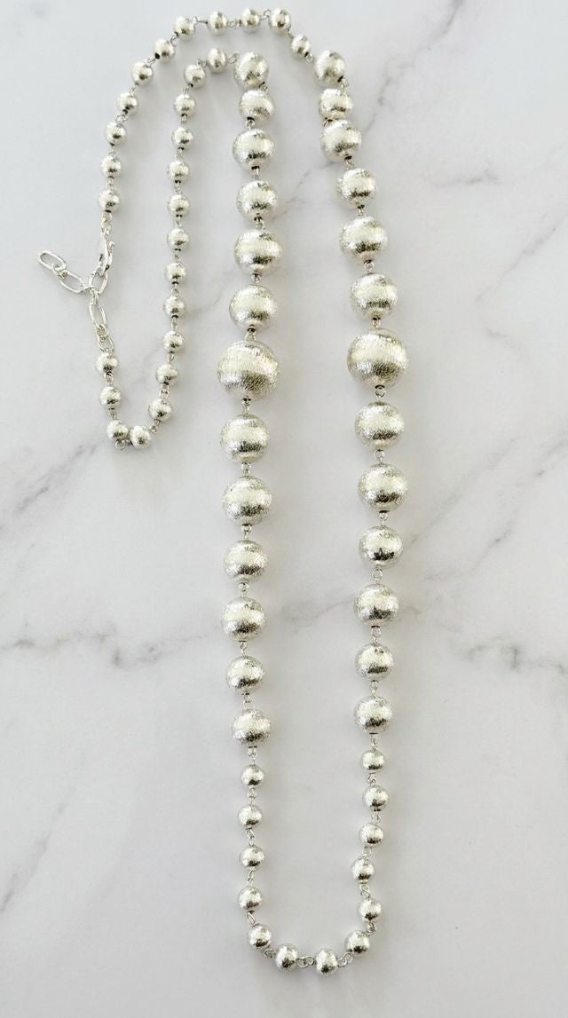 Envy Beaded Long Necklace Silver