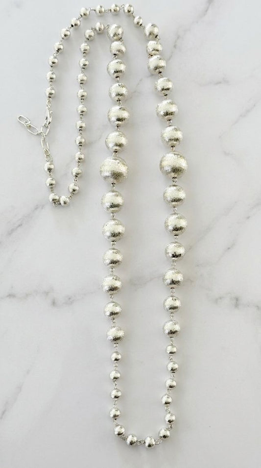 Envy Beaded Long Necklace Silver