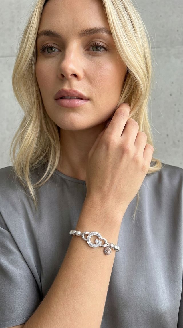 Envy Silver Bead Bracelet With Crystals
